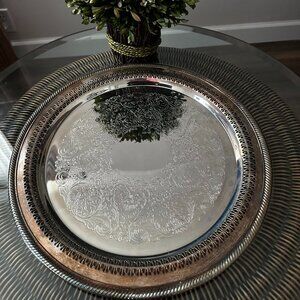 INTERNATIONAL SILVER CO. Vintage 15" Silver Platted Decorative Platter